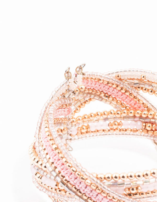 Rose Gold Bead Cuff Twisted Bangle