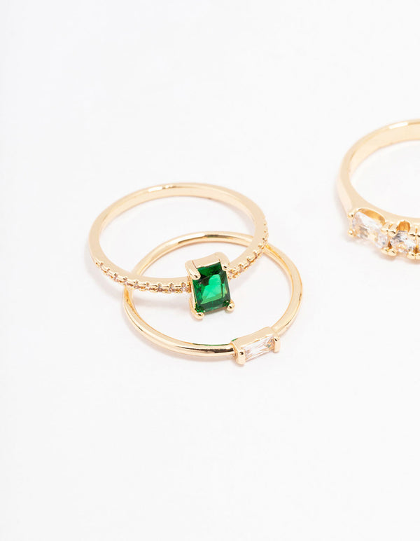 Gold Cubic Zirconia Bling Bag Rings 5-Pack