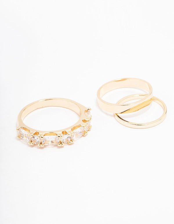 Gold Cubic Zirconia Bling Bag Rings 5-Pack