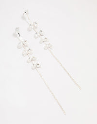 Silver Cubic Zirconia Petal Stem Drop Earrings - link has visual effect only