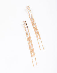 Gold Cubic Zirconia Chain Drop Earrings - link has visual effect only