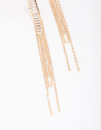 Gold Cubic Zirconia Chain Drop Earrings - link has visual effect only