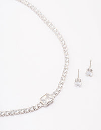 Silver Cubic Zirconia Jewellery Set - link has visual effect only