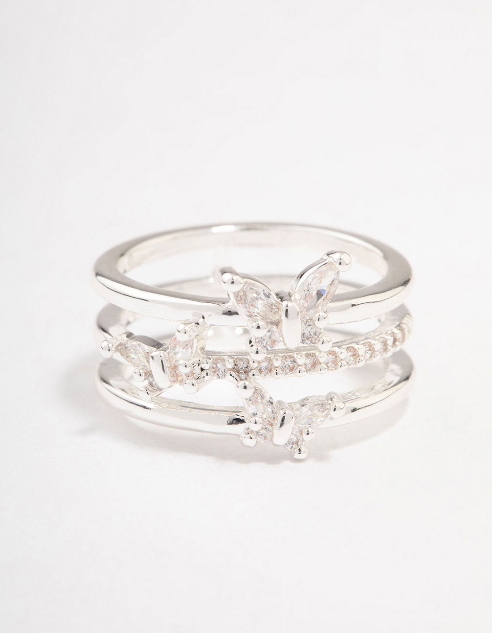Silver Plated Butterfly Band Ring