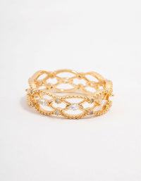 Gold Plated Marquise Band Cubic Zirconia Ring - link has visual effect only