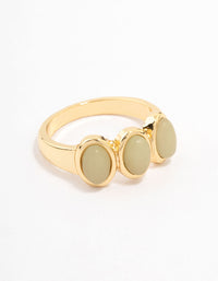 Gold Plated Trio Oval Stone Ring - link has visual effect only