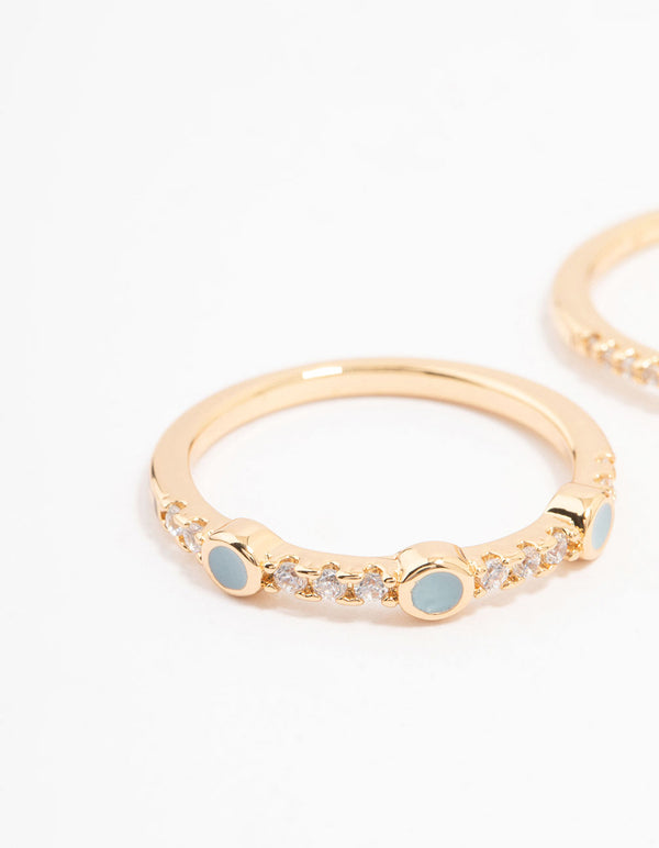 Gold Plated Oval Bezel Stacking Rings