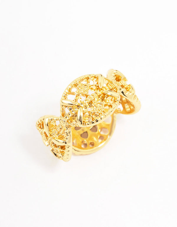 Gold Plated Filigree Oval Band Ring