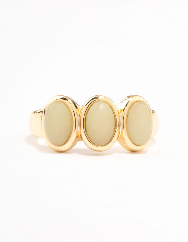 Gold Plated Trio Oval Stone Ring