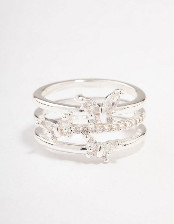 Silver Plated Butterfly Band Ring