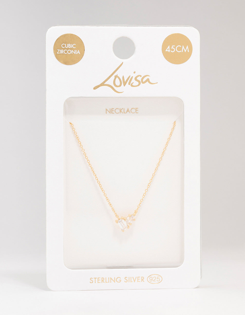 Gold Plated Sterling Silver Cubic Zirconia  Pear Pendant Necklace