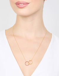 Gold Plated Sterling Silver Pave Link Hoop Necklace - link has visual effect only