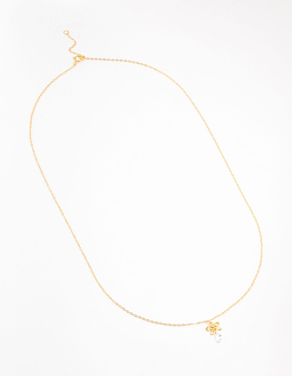 Gold Plated Sterling Silver Bow & Pear Pendant Necklace