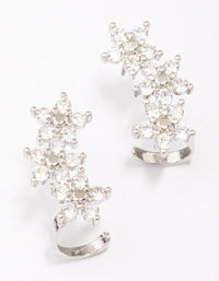 Silver Cubic Zirconia Triple Flower Drop Earrings - link has visual effect only