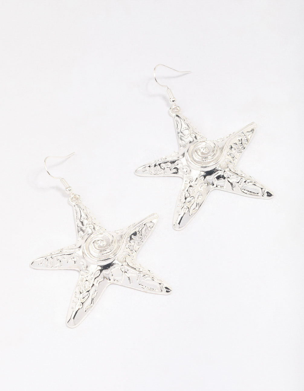 Silver Molten Starfish Drop Earrings