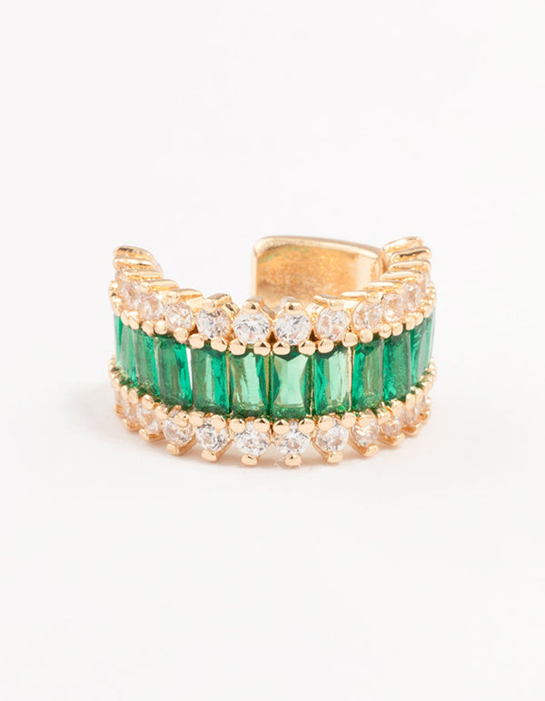 Gold Cubic Zirconia Baguette Encased Ear Cuff