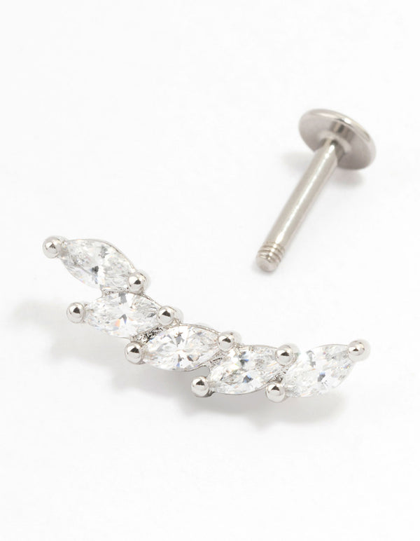 Surgical Steel Marquise Weave Flat Back