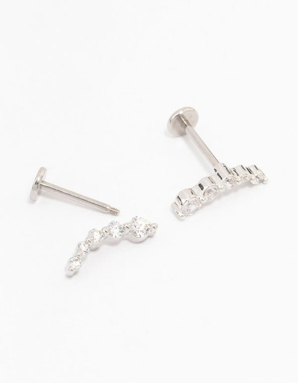 Surgical Steel Cubic Zirconia Large Crawler Flat Back 2-Pack