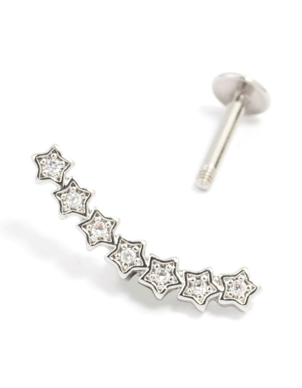 Surgical Steel Mini Star Curved Flat Black