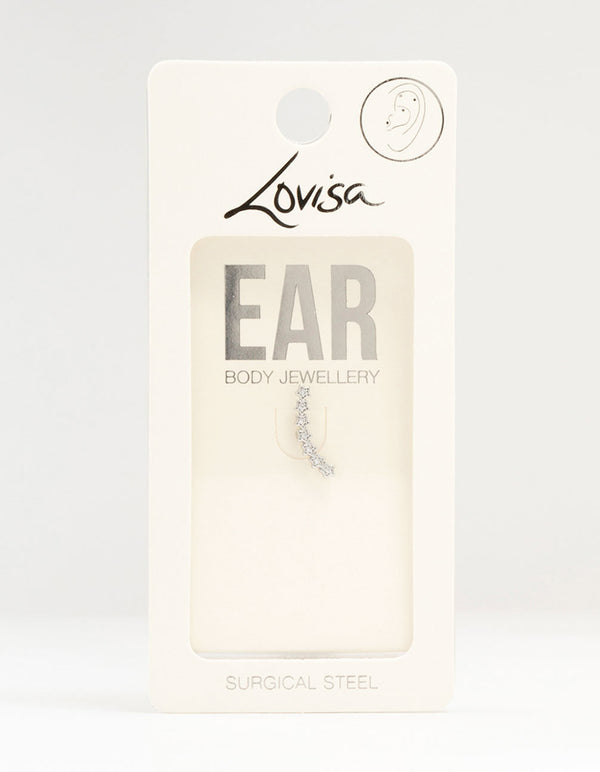 Surgical Steel Mini Star Curved Flat Black