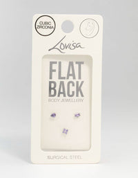 Surgical Steel Purple Marquise & Baguette Flat Back Earrings 3-Pack - link has visual effect only
