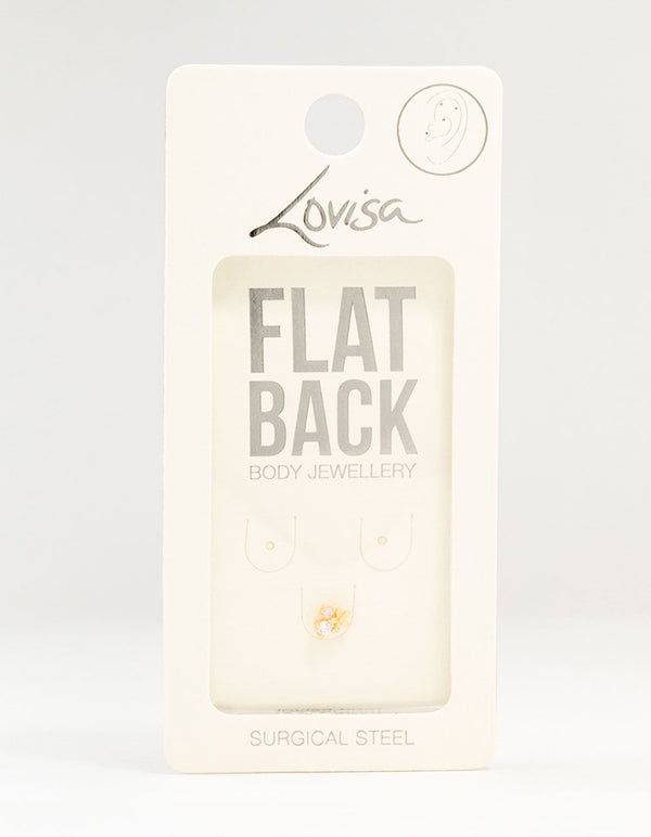 Gold Plated Surgical Steel Cluster Flower Flat Back