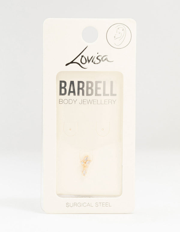 Gold Plated Surgical Steel Marquise Cluster Drop Flat Back