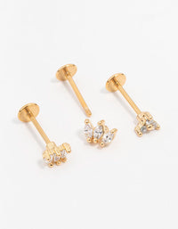 Gold Plated Surgical Steel Flower Crown Flat Backs 3-Pack - link has visual effect only