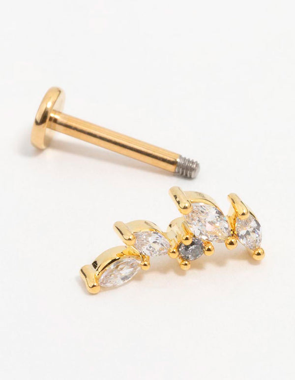 Gold Plated Surgical Steel Marquise Crawler Flat Back Earring