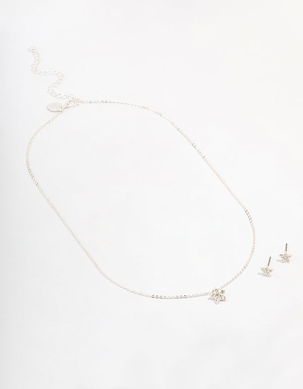 Silver Star Diamante Jewellery Set