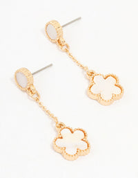 Gold Flower Chain Drop Earrings - link has visual effect only