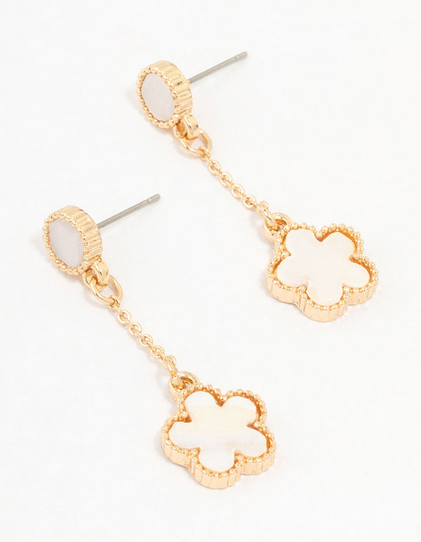 Gold Flower Chain Drop Earrings