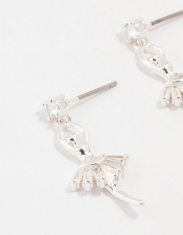 Silver Cubic Zirconia Ballerina Drop Earrings