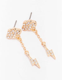 Gold Diamante Cloud & Lightning Drop Earrings - link has visual effect only