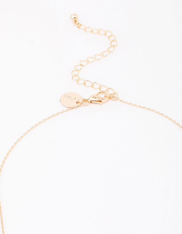 Gold Cubic Zirconia Clover Diamante Pendant Necklace