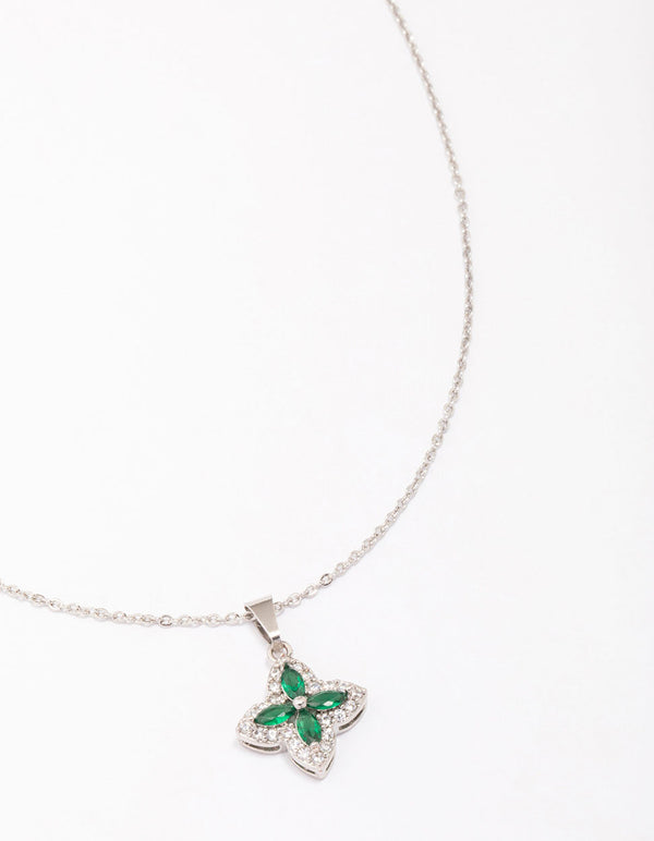Rhodium Diamante Cross Pendant Necklace