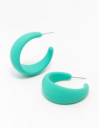 Blue Coated Chubby Teardrop Hoop Earrings - link has visual effect only
