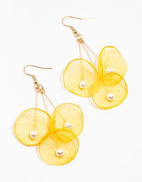 Yellow Gold Multiple Pears l Flower Drop Earrings - link has visual effect only