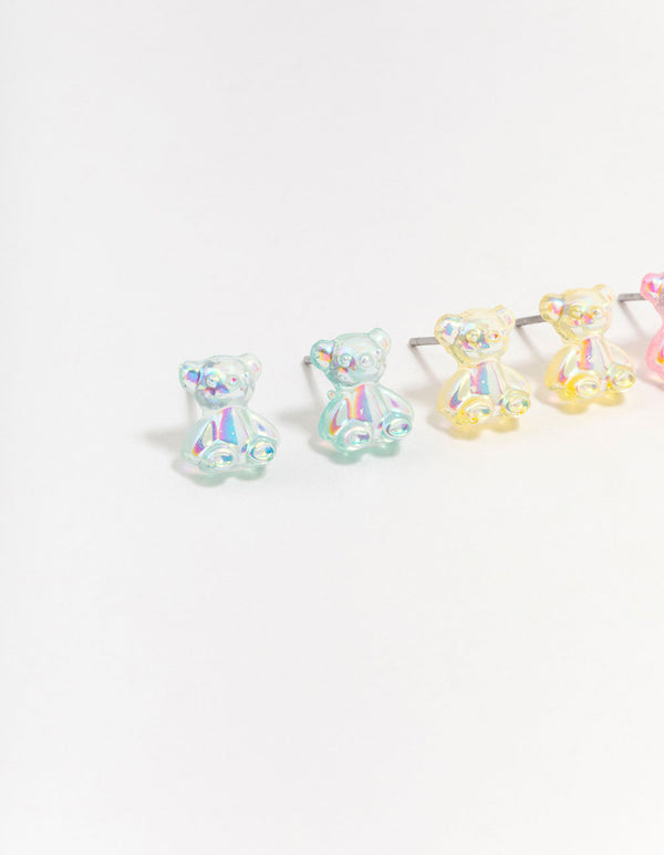 Holographic Teddy Stud Earrings 3-Pack