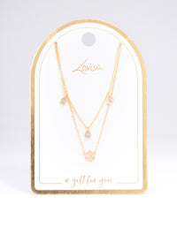 Gold Plated Brass Cubic Zirconia Teardrop Layered Necklace - link has visual effect only