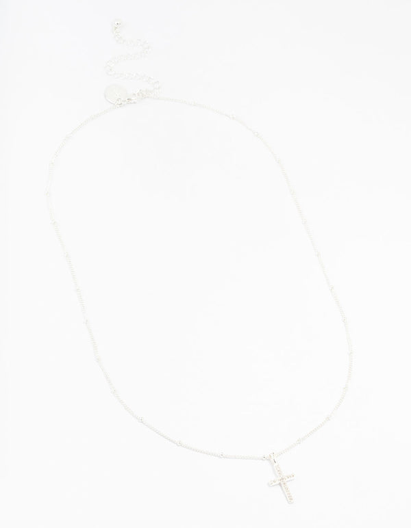 Silver Plated Pave Cubic Zirconia  Necklace