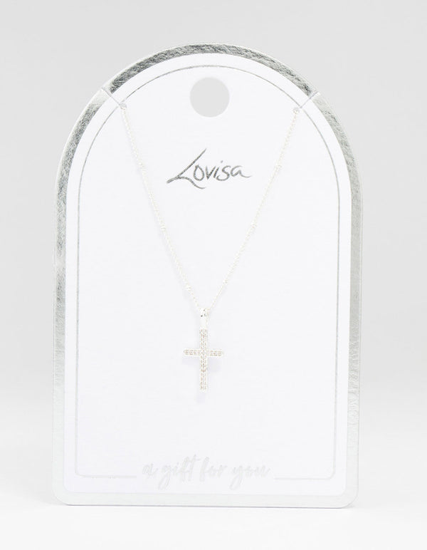 Silver Plated Pave Cubic Zirconia  Necklace