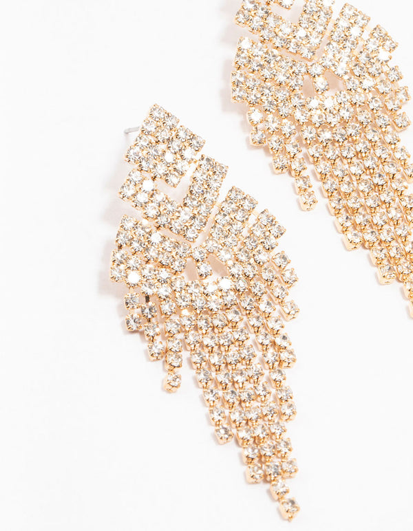 Gold Plated Layered Cupchain Drop Earrings