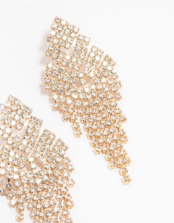 Gold Plated Layered Cupchain Drop Earrings