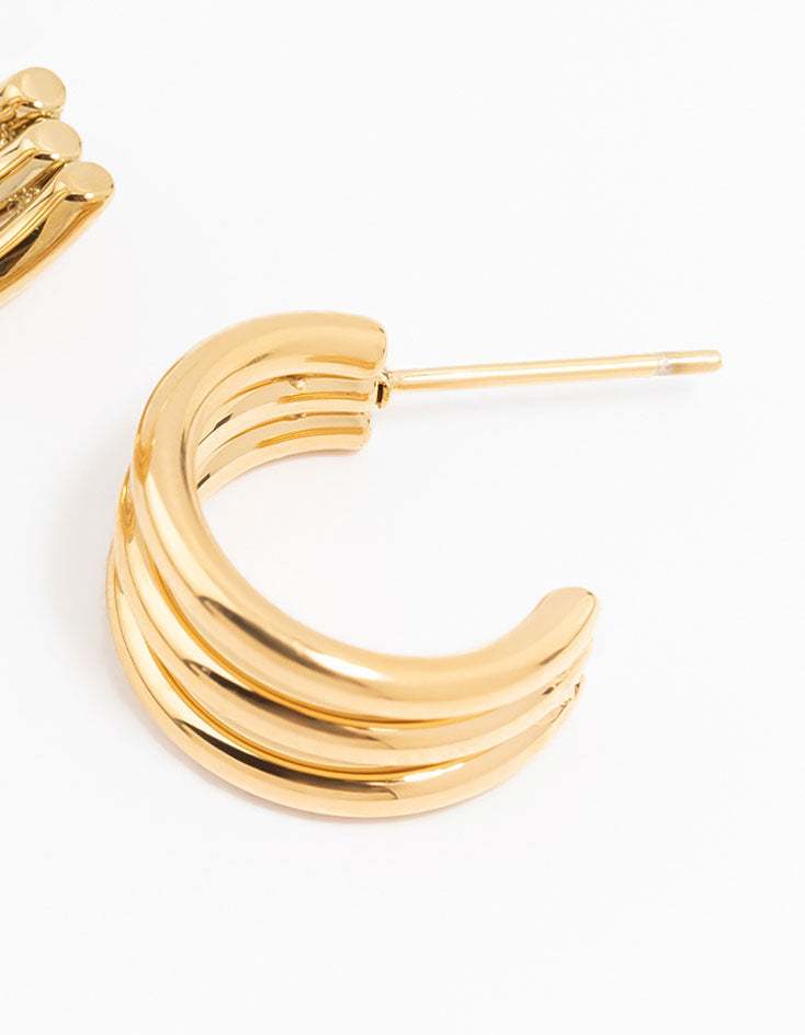 Waterproof Gold Plated Stainless Steel Cage Hoop Earrings