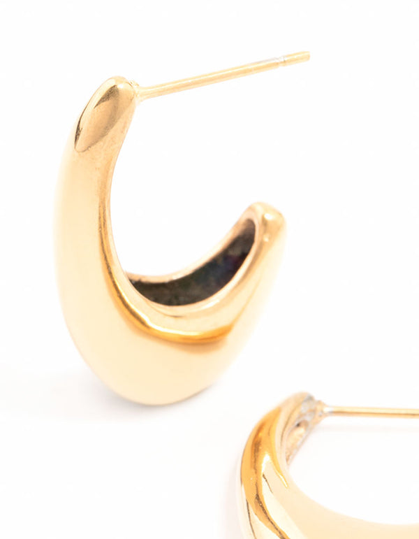 Waterproof Gold Plated Stainless Steel Oval Hoop Earrings