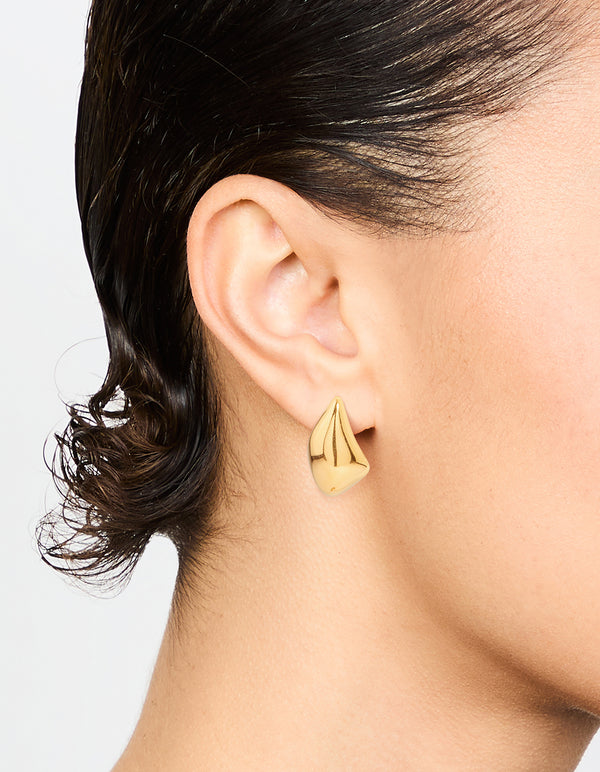 Waterproof Gold Plated Stainless Steel Organic Drop Earrings