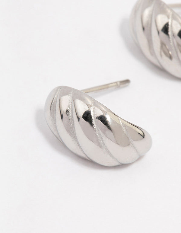 Waterproof Stainless Steel Croissant Stud Earrings