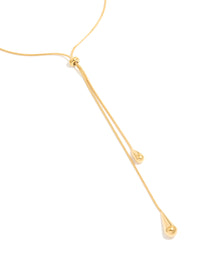 Waterproof Gold Plated Stainless Steel Pull Through Lariat Necklace - link has visual effect only