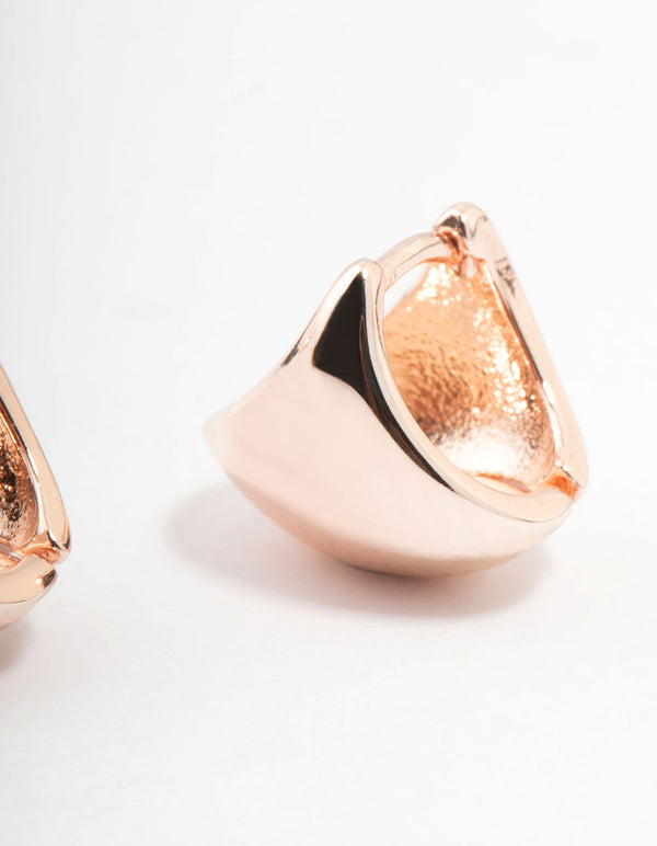 Rose Gold Plated Round Bottom Triangle Hoop Earrings